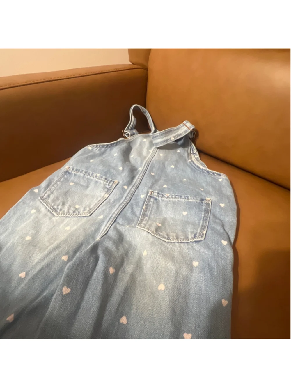 Girls OshKosh B'gosh Denim Heart Print Overalls, Size 4T, Blue and White